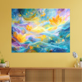 Abstrakt Golden Lotus Floating Blume Leinwanddruck (Insitu (Wohnzimmer))