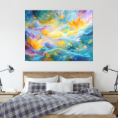 Abstrakt Golden Lotus Floating Blume Leinwanddruck (Insitu (Schlafzimmer))