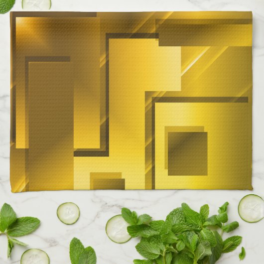 Abstrakt-Golden Yellow Geschirrtuch (Gefaltet)