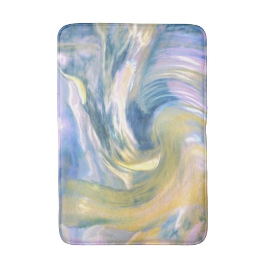Abstrakt Golden Yellow und Blue Swirt Abstrakt Badematte (Vorderseite Vertikal)
