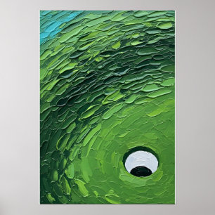 Abstrakt Golf Green Textured Impasto Malerei Poster