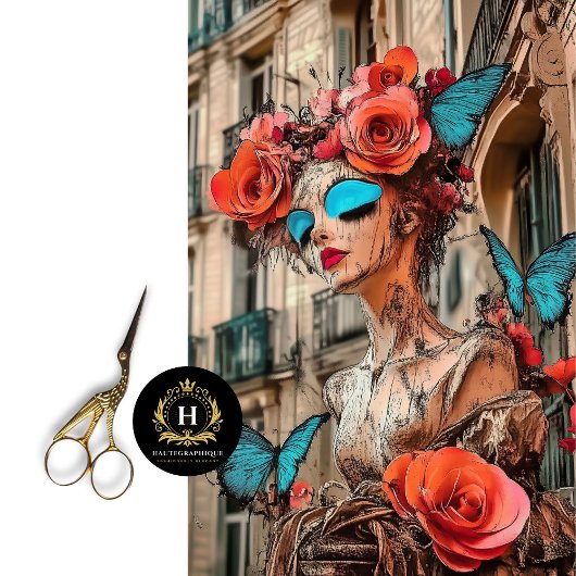 Abstrakt Gothic Gargoyle Blue Butterfly Decoupage Seidenpapier