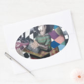 Abstrakt Graffiti Artwork Ovaler Aufkleber (Umschlag)