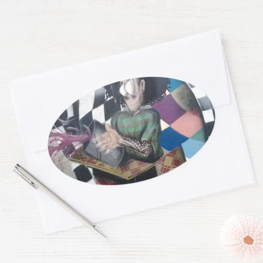 Abstrakt Graffiti Artwork Ovaler Aufkleber (Umschlag)