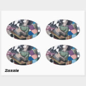 Abstrakt Graffiti Artwork Ovaler Aufkleber (Blatt)