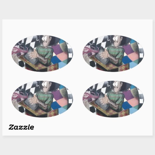 Abstrakt Graffiti Artwork Ovaler Aufkleber (Blatt)