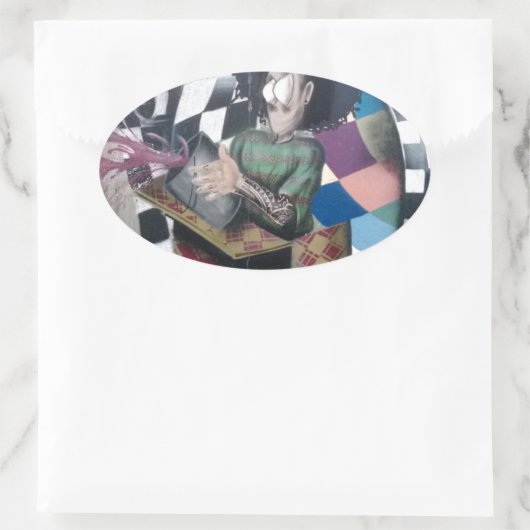 Abstrakt Graffiti Artwork Ovaler Aufkleber (Tasche)