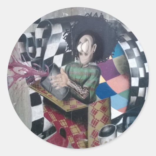 Abstrakt Graffiti Artwork Runder Aufkleber (Vorderseite)