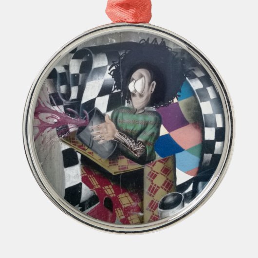 Abstrakt Graffiti Artwork Silbernes Ornament (Vorne)
