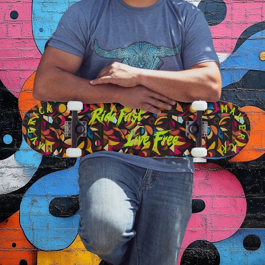 Abstrakt Graffiti & Neon Limon Ride Schnell Live k Skateboard