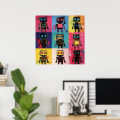 Abstrakt Graffiti Robot Art grid Bold Colors Poster (Heimbüro)