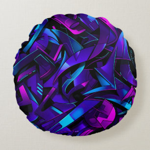 Abstrakt Graffiti Street Swirl Rundes Kissen