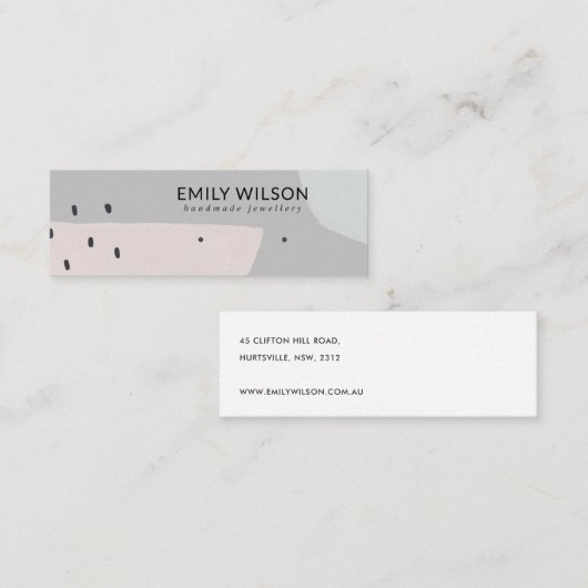 ABSTRAKT GRAU DUSKY PINK STUD EARRING DISPLAY MINI MINI VISITENKARTE (Vorne/Hinten)