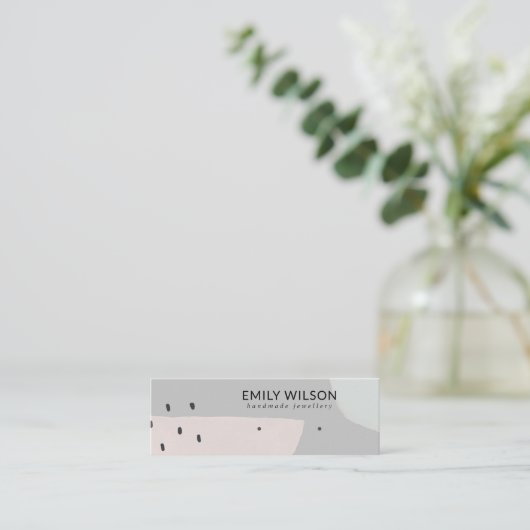 ABSTRAKT GRAU DUSKY PINK STUD EARRING DISPLAY MINI MINI VISITENKARTE (Stehend Vorderseite)