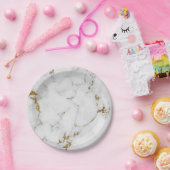 Abstrakt Grau Goldmedaille Carrara Marble Glam Gol Pappteller (Party)