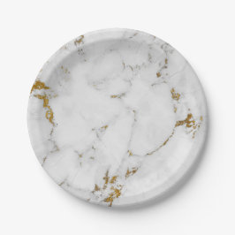 Abstrakt Grau Goldmedaille Carrara Marble Glam Gol Pappteller