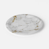 Abstrakt Grau Goldmedaille Carrara Marble Glam Gol Pappteller (Schrägansicht)