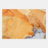 Abstrakt Grau Orange Gold Alkohol Tinte Geschenkpapier Set (Vorderseite 3)