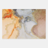 Abstrakt Grau Orange Gold Alkohol Tinte Geschenkpapier Set (Vorderseite 2)