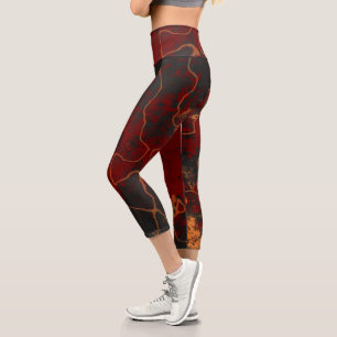 Abstrakt, grau und orange capri leggings