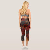 Abstrakt, grau und orange capri leggings (Rückseite)