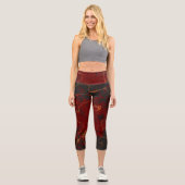 Abstrakt, grau und orange capri leggings (Vorderseite)
