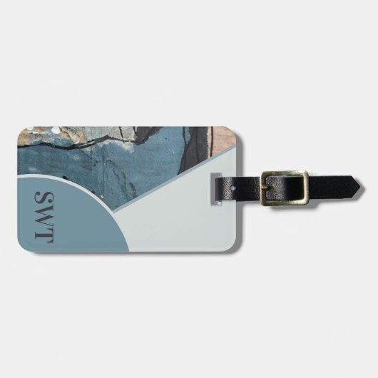 Abstrakt-graue Anfängermonogramm für gemischte Med Gepäckanhänger (Vorderseite horizontal)