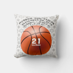 Abstrakt graue Basketball-Jungen-Geburtsurkunde Kissen