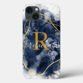 Abstrakt-Graue Monogram-Individuelle Name-Skript Case-Mate iPhone Hülle (Rückseite)