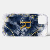 Abstrakt-Graue Monogram-Individuelle Name-Skript Case-Mate iPhone Hülle (Rückseite (Horizontal))