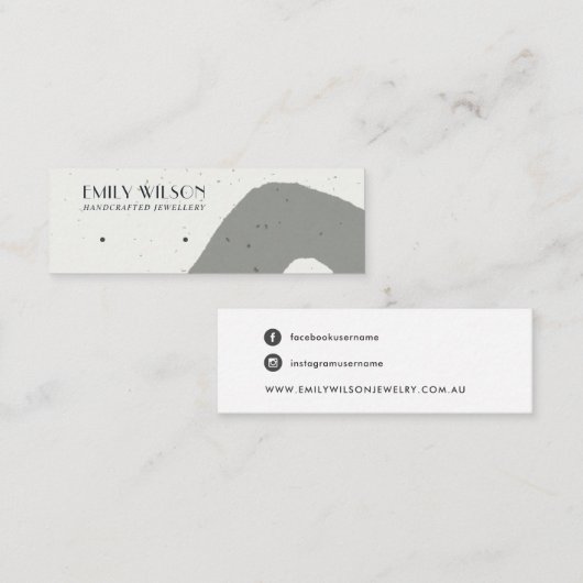 ABSTRAKT GRAY KERAMIK TEXTURE STUD EARRING DISPLAY MINI VISITENKARTE (Vorne/Hinten)