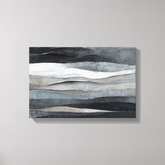 Abstrakt Gray Waves Art Leinwanddruck (Vorderseite)