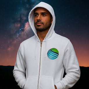 Abstrakt Green Blue Globe Mens Full-Zip Hoodie
