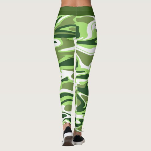 Abstrakt Green Camouflage Marble St. Patrick's Day Leggings (Rückseite)