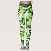 Abstrakt Green Camouflage Marble St. Patrick's Day Leggings (Vorderseite)
