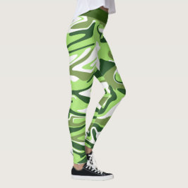 Abstrakt Green Camouflage Marble St. Patrick's Day Leggings