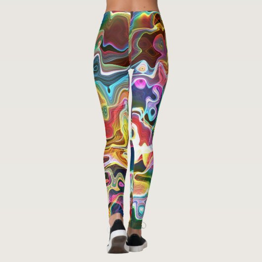 Abstrakt Groovy Colorful 1 Capri Leggings (Rückseite)