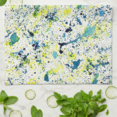 Abstrakt grün, gelb und blau geschirrtuch (Gefaltet)