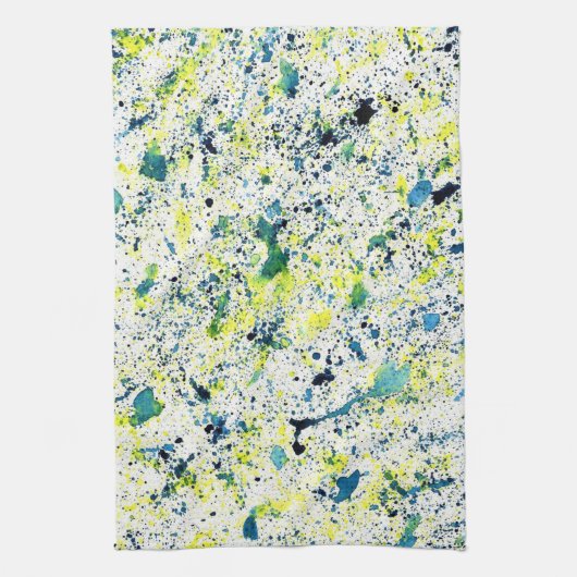 Abstrakt grün, gelb und blau geschirrtuch (Vertikal)