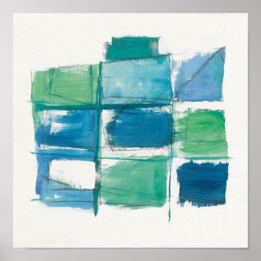 Abstrakt grün und blau auf weiß poster (Vorne)