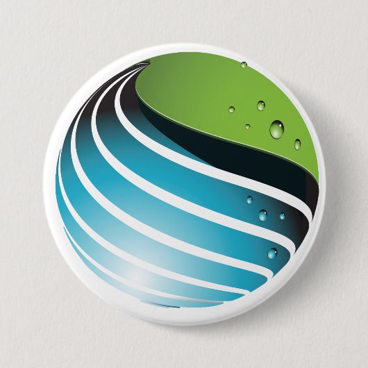 Abstrakt Grün und Blau Globe Moderne Erde Button (Vorderseite)