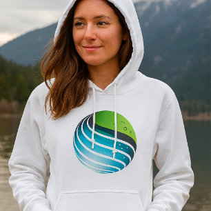 Abstrakt Grün und Blau Globe Moderne Erde Hoodie