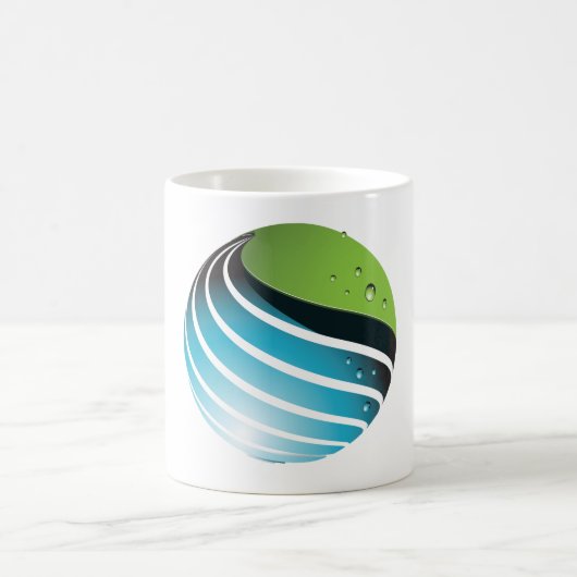 Abstrakt Grün und Blau Globe Moderne Erde Kaffeetasse (Mittel)