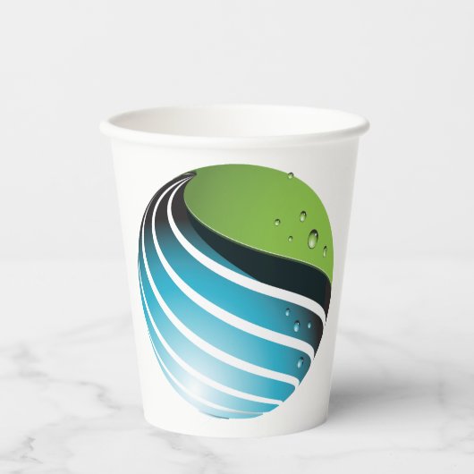 Abstrakt Grün und Blau Globe Moderne Erde Pappbecher (Vorderseite)