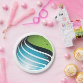 Abstrakt Grün und Blau Globe Moderne Erde Pappteller (Party)