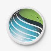 Abstrakt Grün und Blau Globe Moderne Erde Pappteller (Vorderseite)