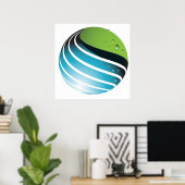 Abstrakt Grün und Blau Globe Moderne Erde Poster (Heimbüro)