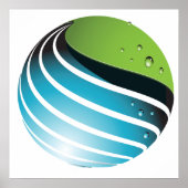 Abstrakt Grün und Blau Globe Moderne Erde Poster (Vorne)