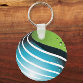 Abstrakt Grün und Blau Globe Moderne Erde Schlüsselanhänger (Vorderseite)