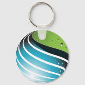 Abstrakt Grün und Blau Globe Moderne Erde Schlüsselanhänger (Rückseite)